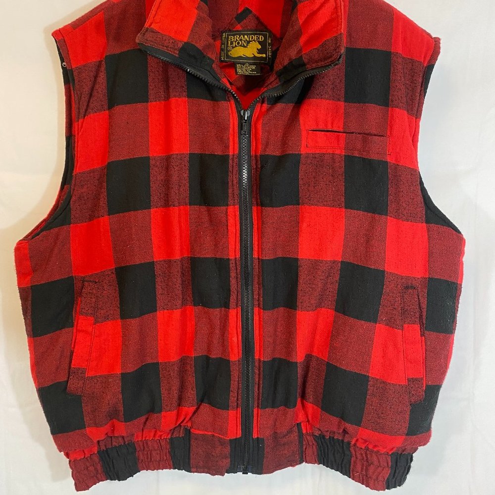 Branded Lion Black & Red Plaid Quilted Zip Front Vest NWOT Women's Size XL - Picture 9 of 14